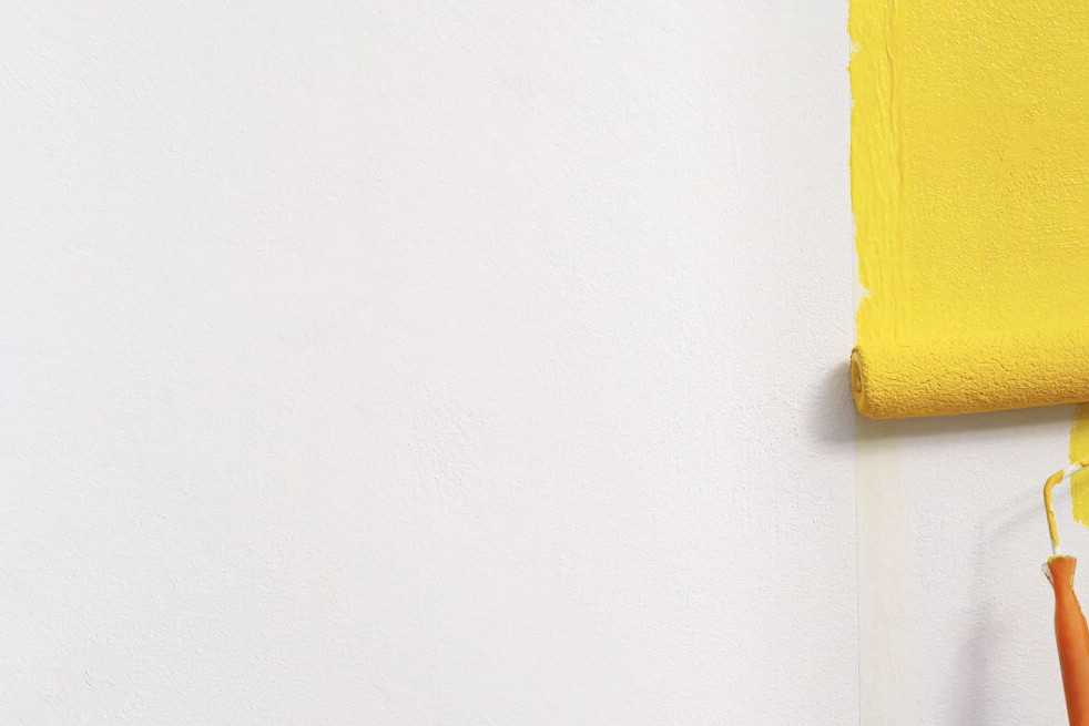 Yellow paint on White wall